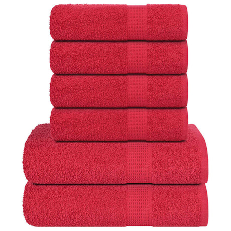 VidaXL 6-teiliges Handtuchset 360 g m² 100 % Baumwolle Rot