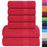 VidaXL 6-teiliges Handtuchset 360 g m² 100 % Baumwolle Rot