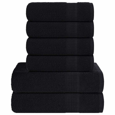 VidaXL 6-teiliges Handtuchset 360 g m² 100 % Baumwolle Schwarz