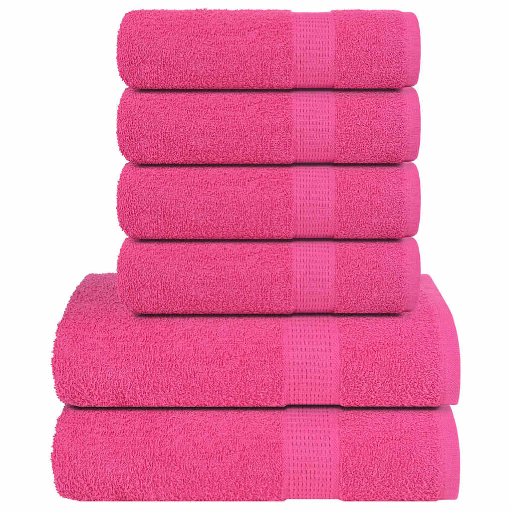 VidaXL 6-teiliges Handtuchset 360 g m² 100 % Baumwolle rosa