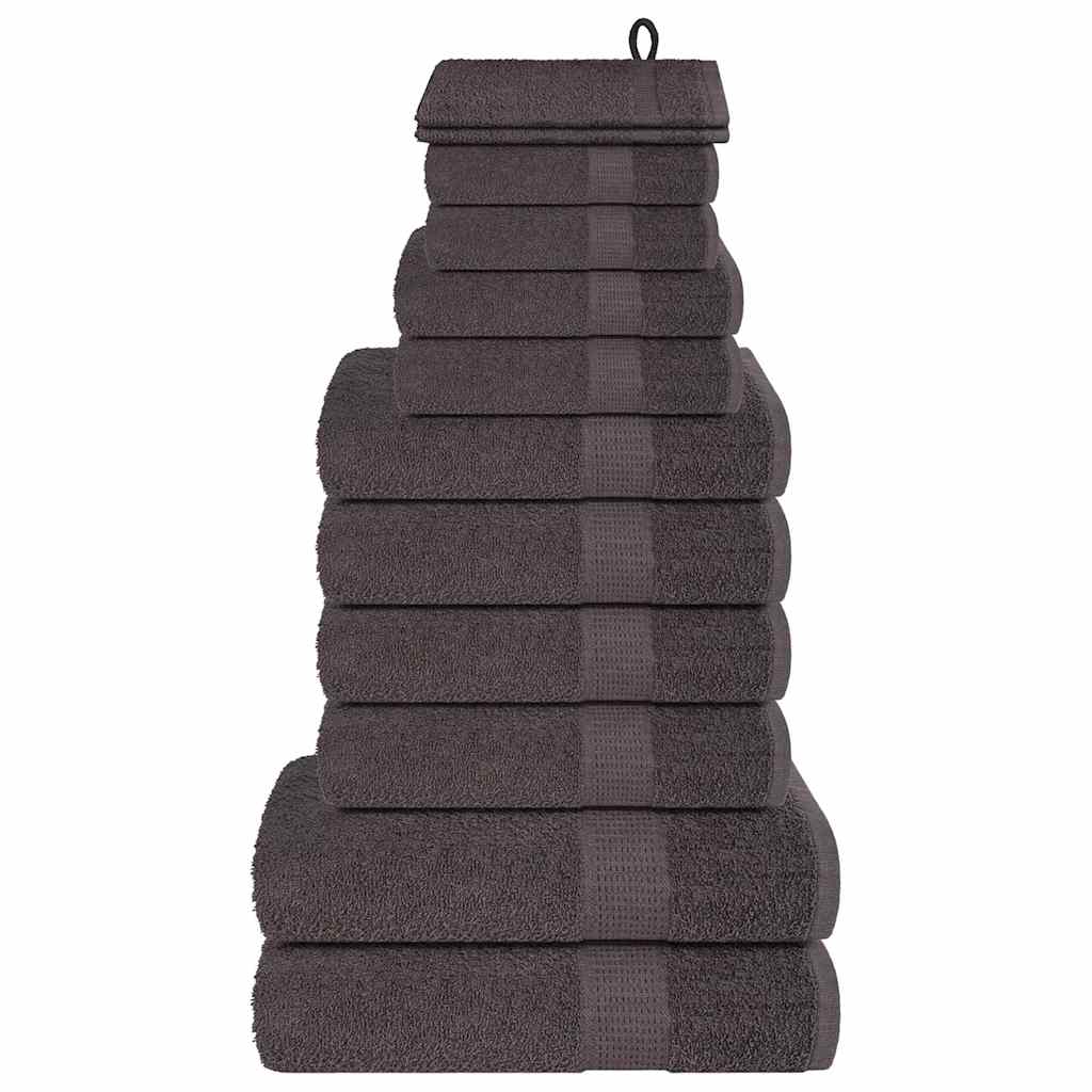 VidaXL 12-teiliges Handtuchset 360 g m² 100 % Baumwolle Anthrazit