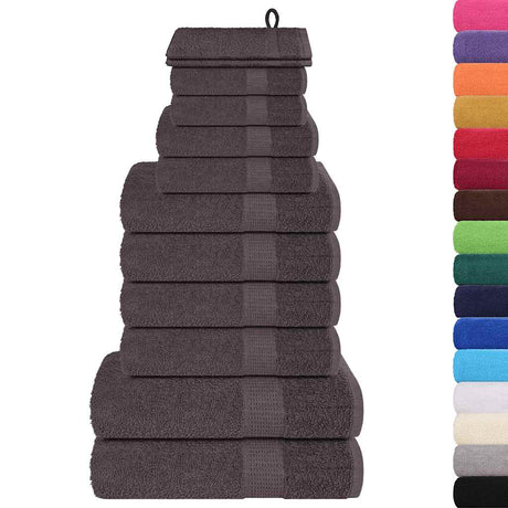 VidaXL 12-teiliges Handtuchset 360 g m² 100 % Baumwolle Anthrazit
