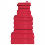 VidaXL 12-teiliges Handtuchset 360 g m² 100 % Baumwolle Rot