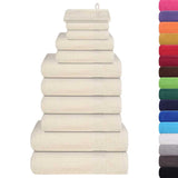 Ensemble de serviettes Vidaxl 12 pièces 360 g m² 100% coton de couleur crème