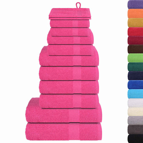 VidaXL 12-teiliges Handtuchset 360 g m² 100 % Baumwolle rosa