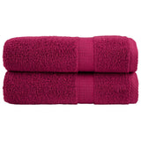 Vidaxl Bath Towels Solund 2 PCS 600 G M² 70x140 cm Bordeaux Rød