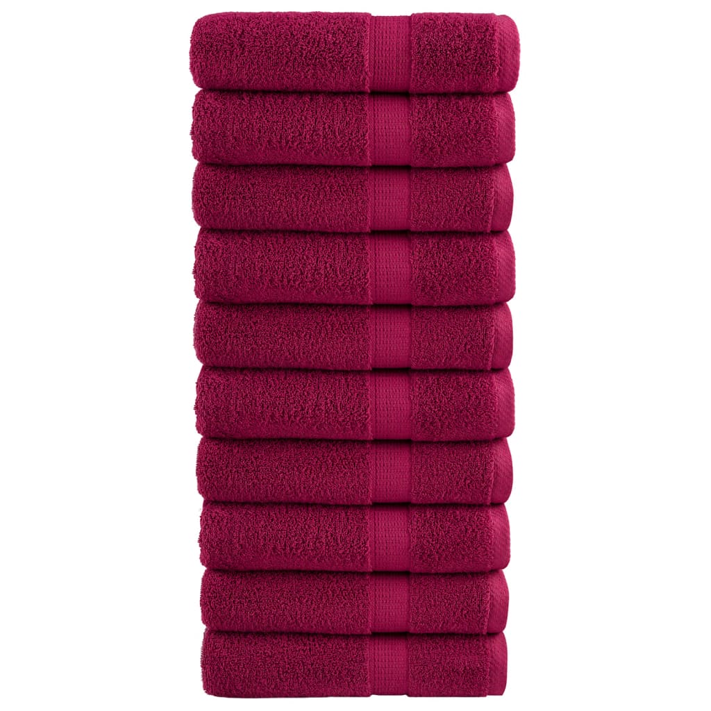 Vidaxl Bath Towels Solund 10 St 600 G m² 70x140 cm Bordeaux Rød