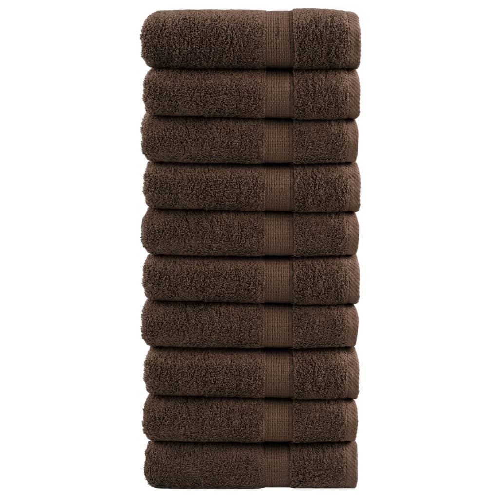 Serviettes de bain Vidaxl Solund 10 pcs 600 g m² 70x140 cm brun