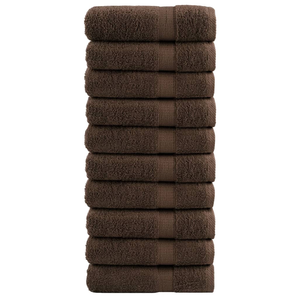 Vidaxl Bath Towels Solund 10 St 600 g m² 100x150 cm brun