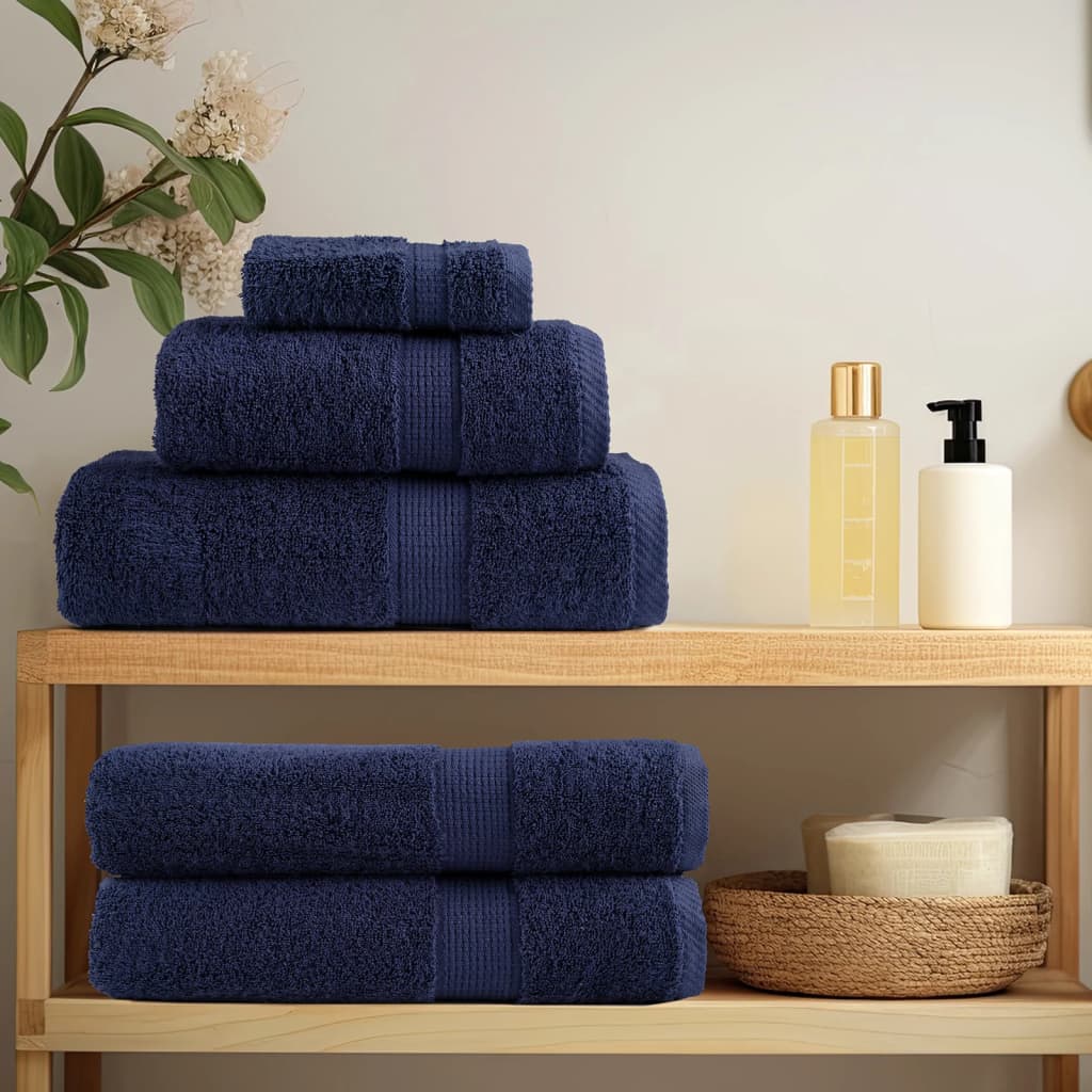 VidaXL Towels Solund 10 pcs 600 g m² 50x100 cm Marine blue