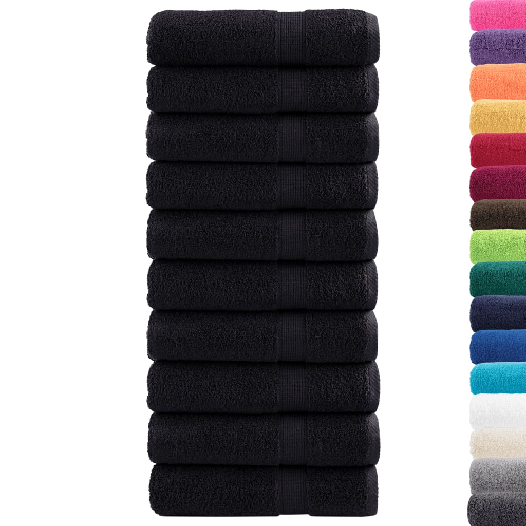 Vidaxl Bad Towel Solits 10 St 600 g m² 740 cm Schwaarz