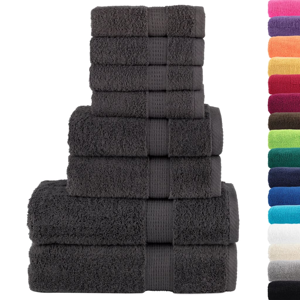 Vidaxl 8-teiliges Handtuchset Solid 600 g m² Anthrazit