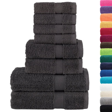 Vidaxl 8-teiliges Handtuchset Solid 600 g m² Anthrazit