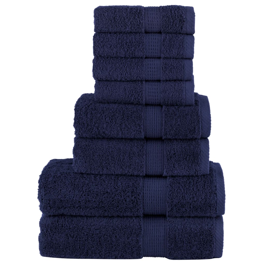 Vidaxl 8-delige handdoekenset solund 600 g m² marineblauw