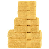VidaXL 8-teiliges Handtuchset SOLUND 600 g m² goldfarben