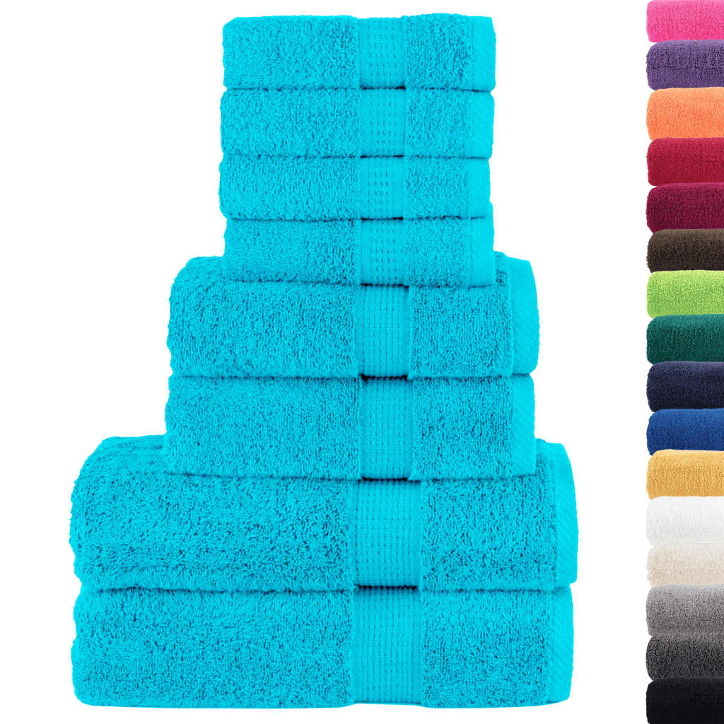 VidaXL 8-teiliges Handtuchset solide 600 g m² türkis