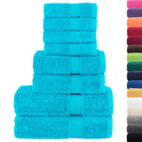 VidaXL 8-teiliges Handtuchset solide 600 g m² türkis