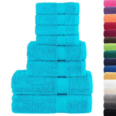 VidaXL 8-teiliges Handtuchset solide 600 g m² türkis