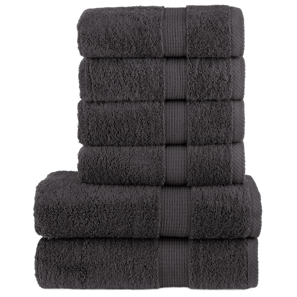 Vidaxl 6-teiliges Handtuchset Solid 600 g m² Anthrazit