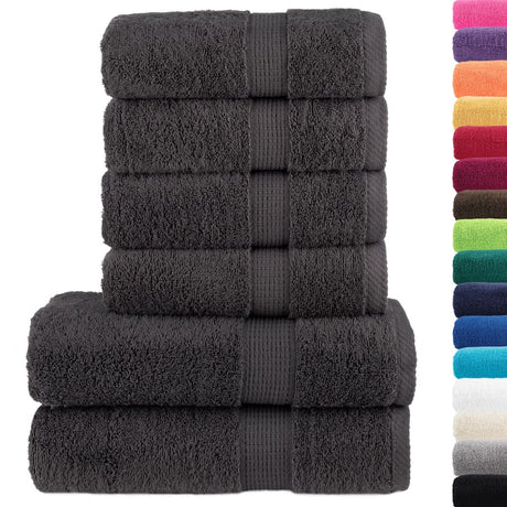 Vidaxl 6-teiliges Handtuchset Solid 600 g m² Anthrazit