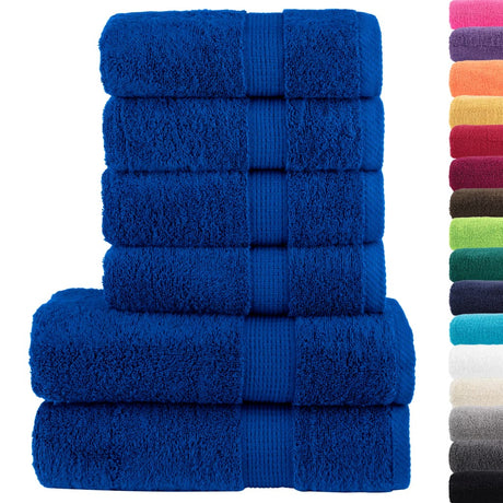 VidaXL 6-teiliges Handtuchset solide 600 g m² blau