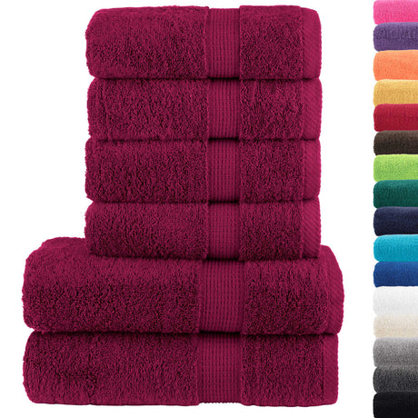 Vidaxx 6-teiliges Handtuchset Solid 600 g m² Burgunderrot