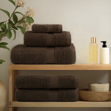 VidaXL 6-teiliges Handtuchset SOLUND 600 g m² braun