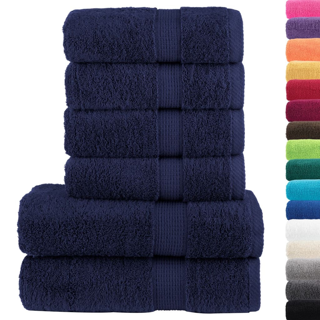 Vidaxx 6-teiliges Handtuch-Set, solide 600 g/m², Marineblau
