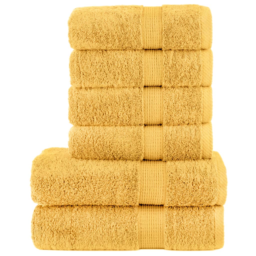 VIDAXL 6-teiliger Handtuch Set Solund 600 g m² Goldfarbe