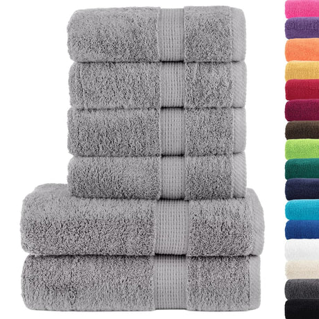 VidaXL 6-teiliges Handtuchset solide 600 g m² grau