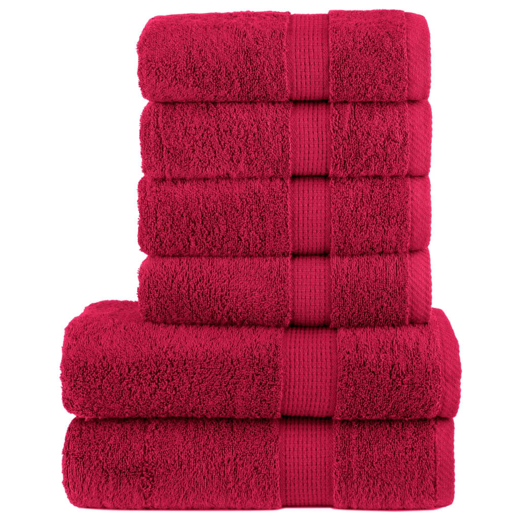 VidaXL 6-teiliges Handtuchset solide 600 g m² rot