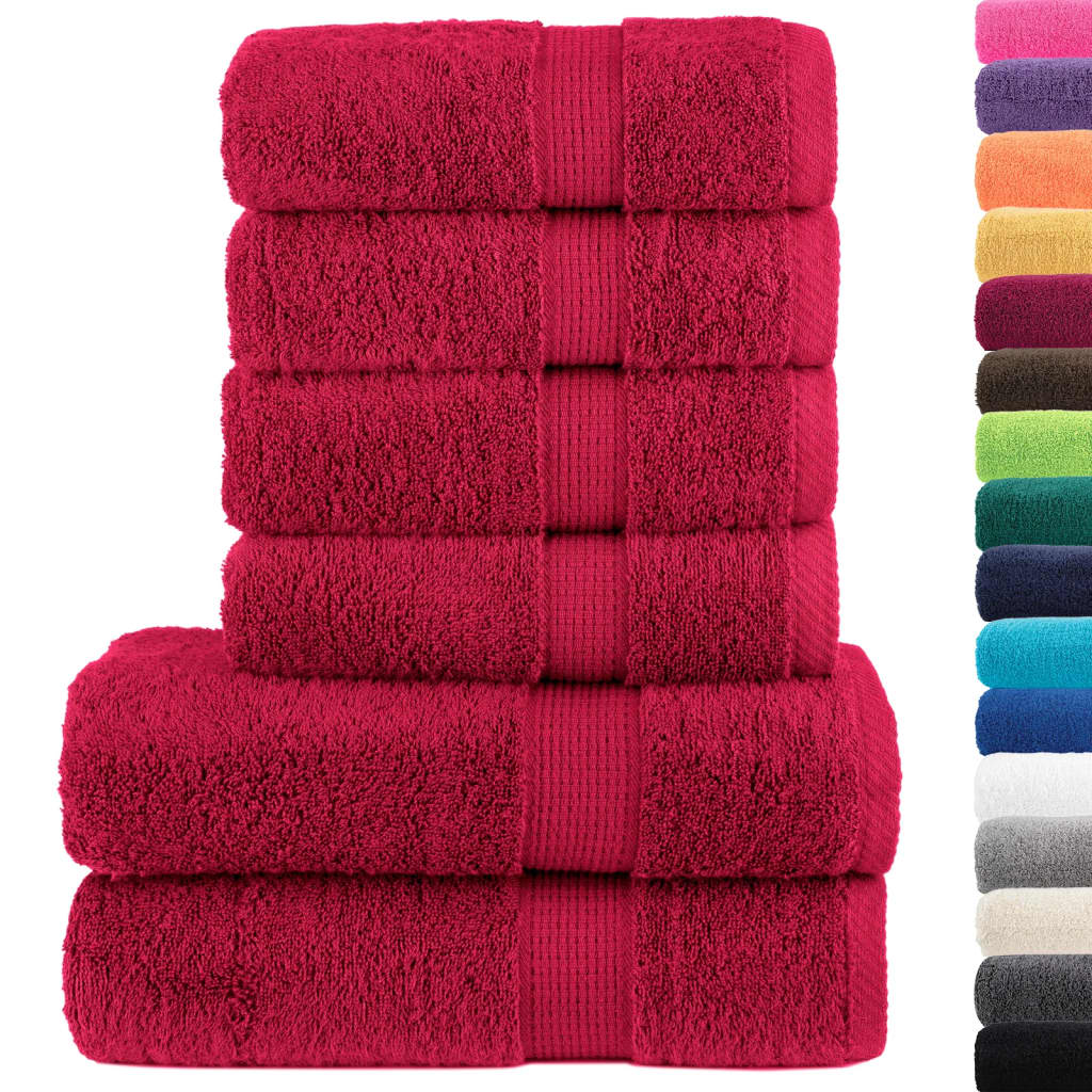 VidaXL 6-teiliges Handtuchset solide 600 g m² rot