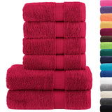 VidaXL 6-teiliges Handtuchset solide 600 g m² rot