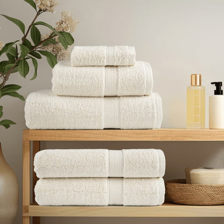 VidaXL 6-teiliges Handtuchset solide 600 g m² Creme