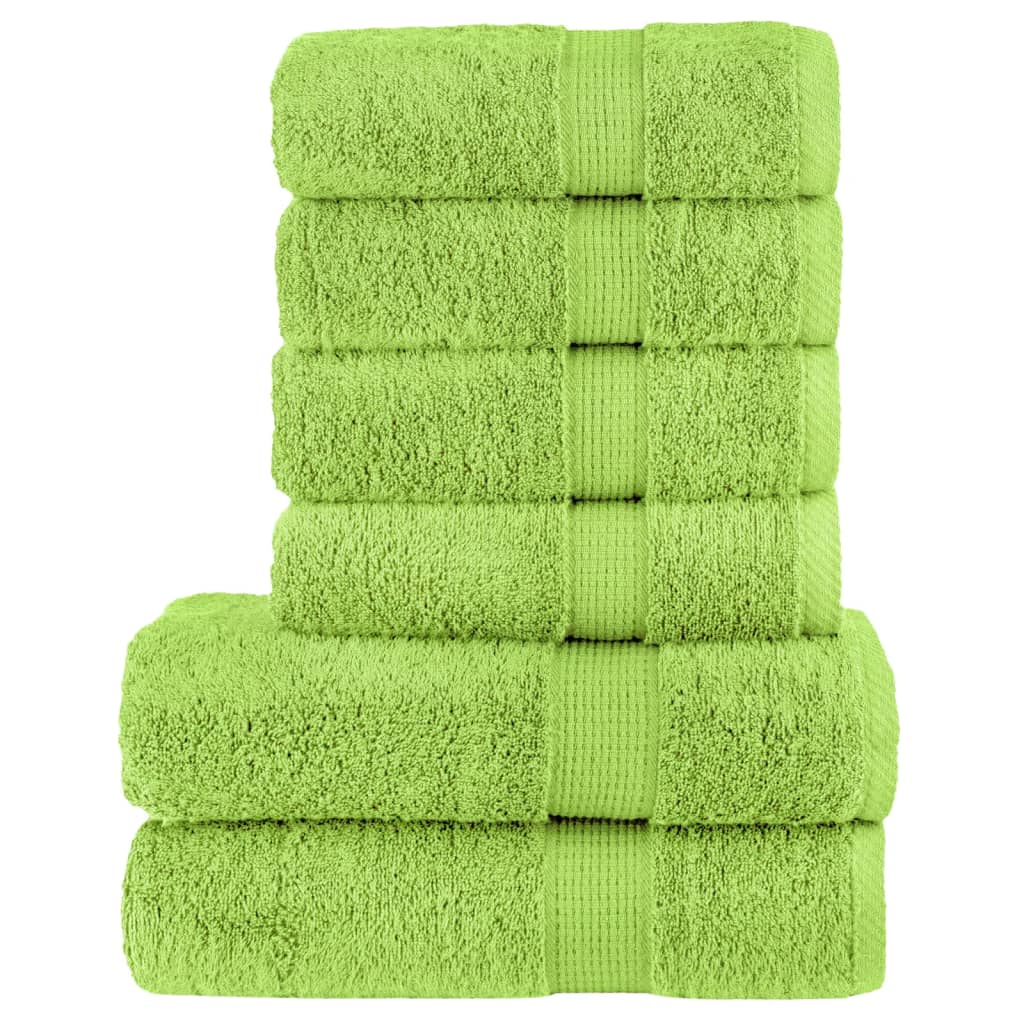 VidaXL 6-teiliges Handtuchset solide 600 g m² apfelgrün