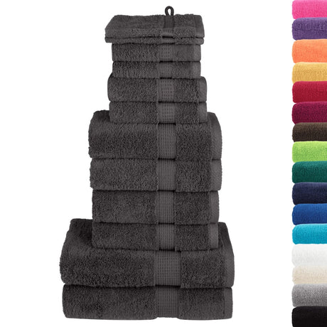 VidaXL 12-teiliges Handtuchset Solid 600 g m² Anthrazit