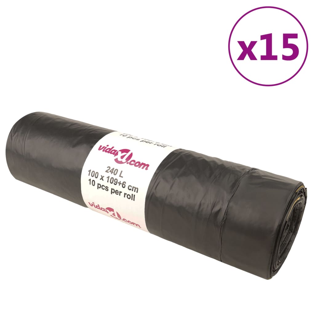 Vidaxl garbage bags with draw killings 150 st 240 l black