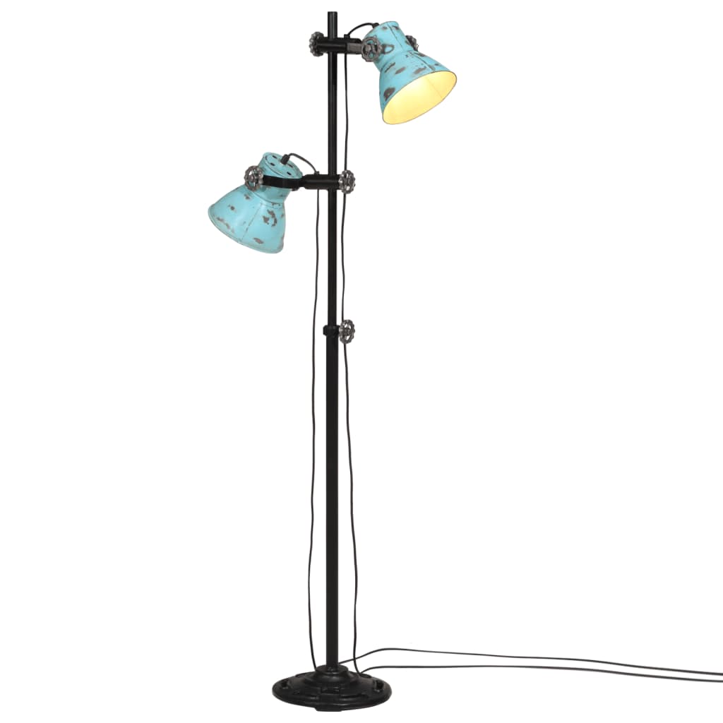 Vidaxl golvlampa 25 w e27 25x25x90 140 cm väderbitna blått