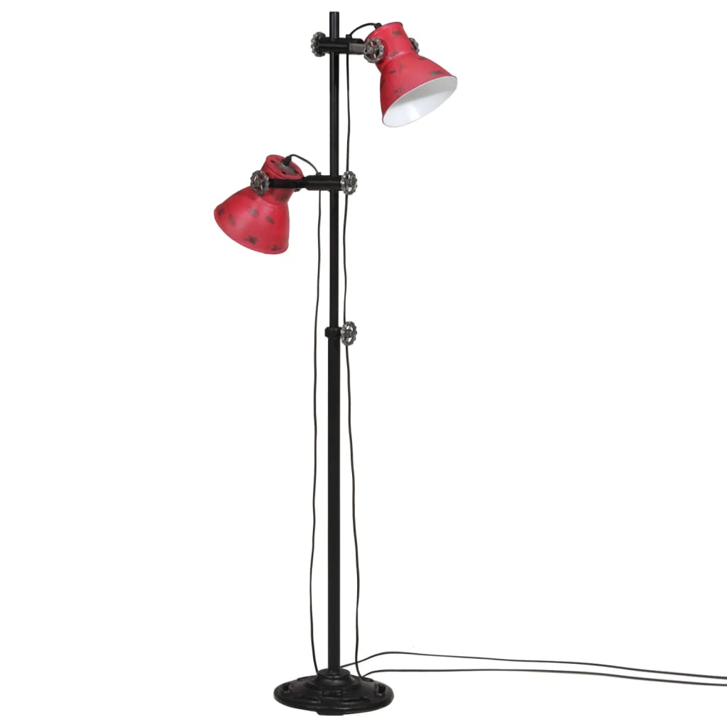 Vidaxl golvlampa 25 w e27 25x25x90 140 cm väderbitna röda