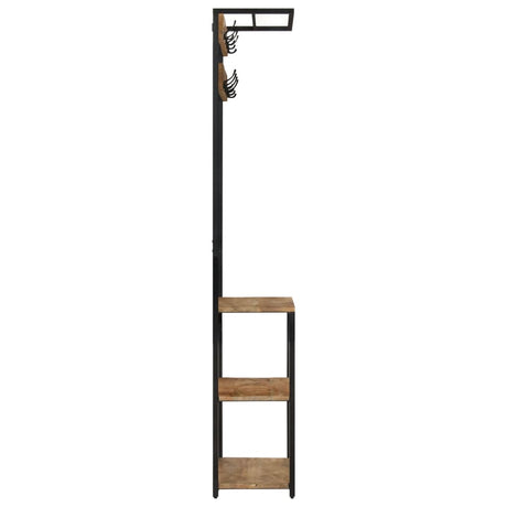 VidaXL Garderobenständer mit Schuhablage 68x30x182 cm massives rohes Mangoholz