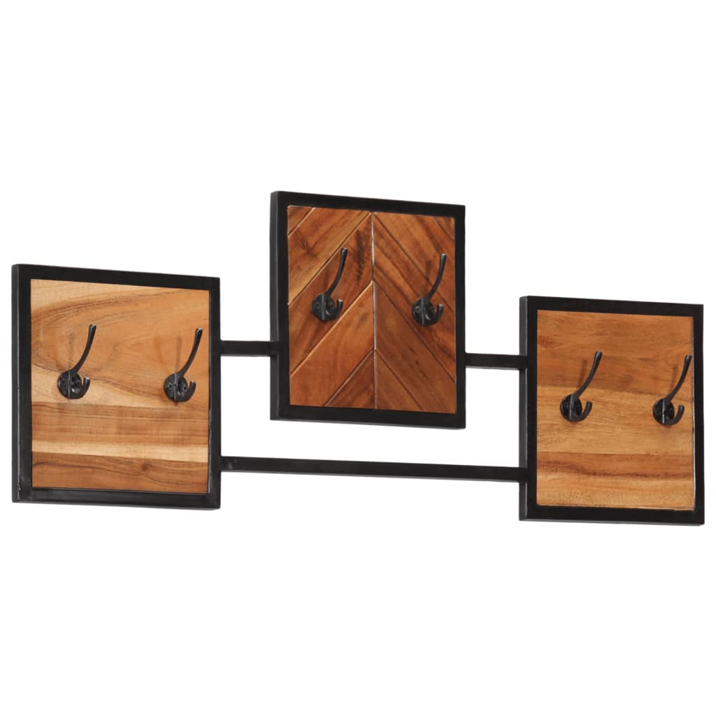 Rack de manteau mural vidaxl 90x1x35 cm en bois et en fer à acacia solide