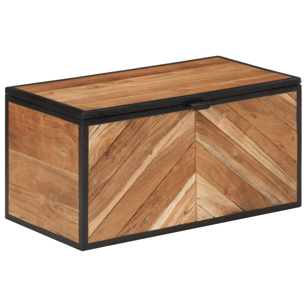 Boîte de rangement Vidaxl 60x30x30 cm en bois et en fer à acacia solide