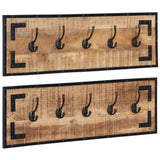 Vidaxx Garderobenständer 2 Stück 80x8x25 cm massives raues Mangoholz