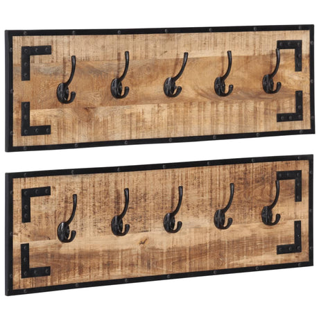Vidaxx Garderobenständer 2 Stück 80x8x25 cm massives raues Mangoholz