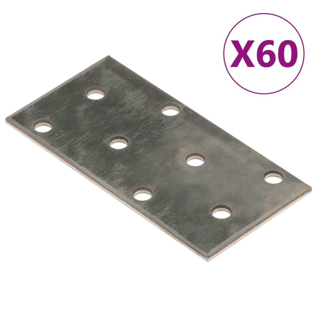 Placas Vidaxl perforadas 60 PCS 2 mm 80x40 mm de acero galvanizado