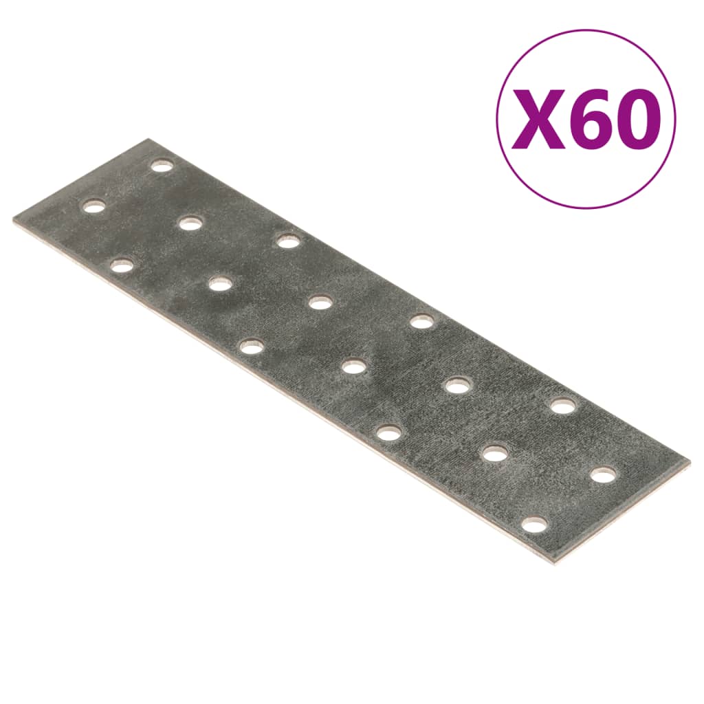 Piastre vidaxl perforato 60 pezzi 2 mm 160x40 mm in acciaio zincato