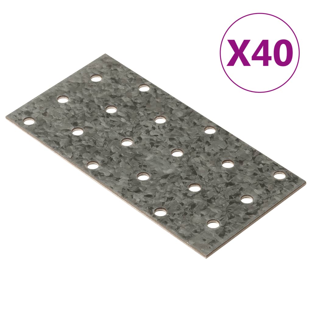 Vidaxl -plader perforerede 40 stk 2 mm 120x60 mm galvaniseret stål