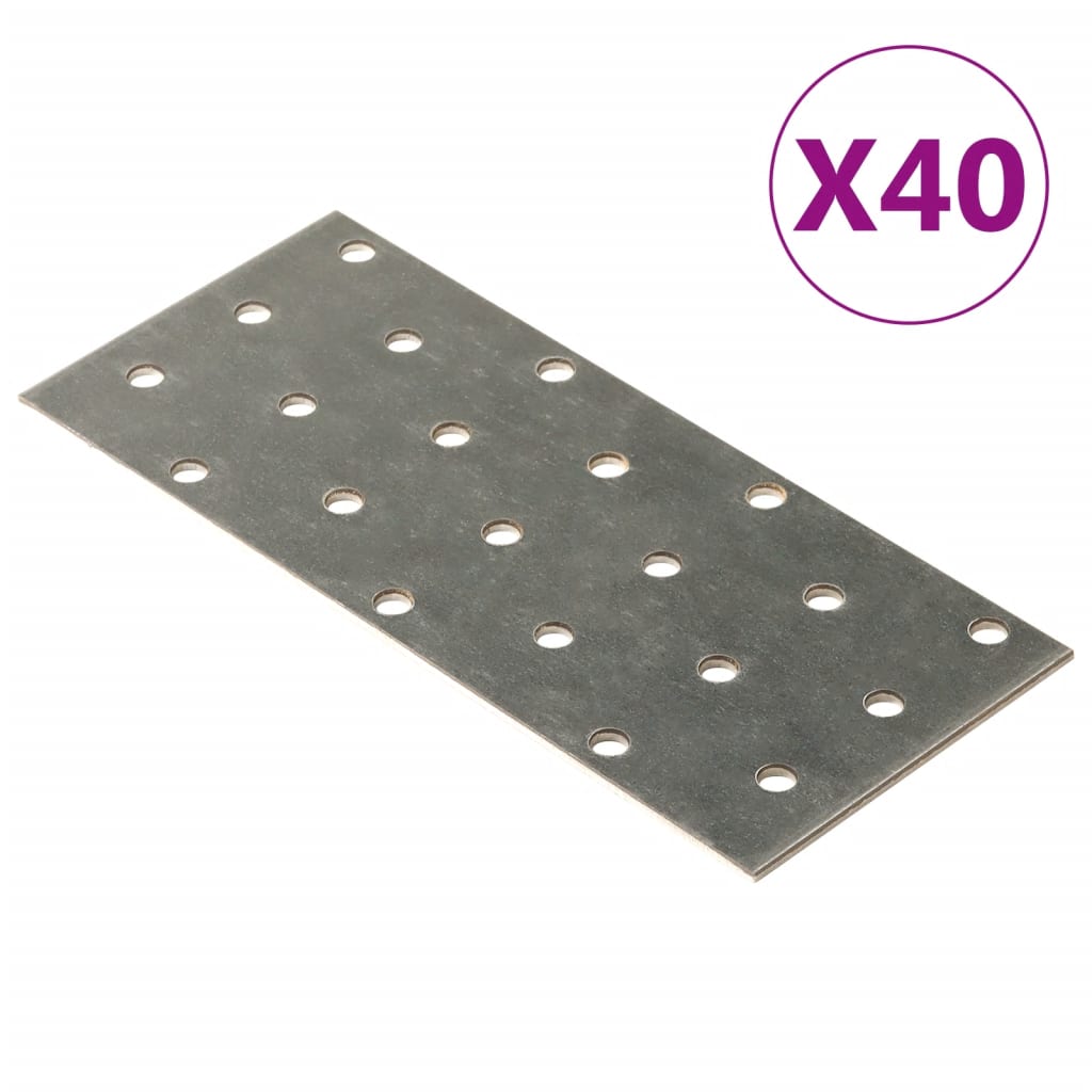 Placas Vidaxl perforadas 40 PCS 2 mm 140x60 mm de acero galvanizado