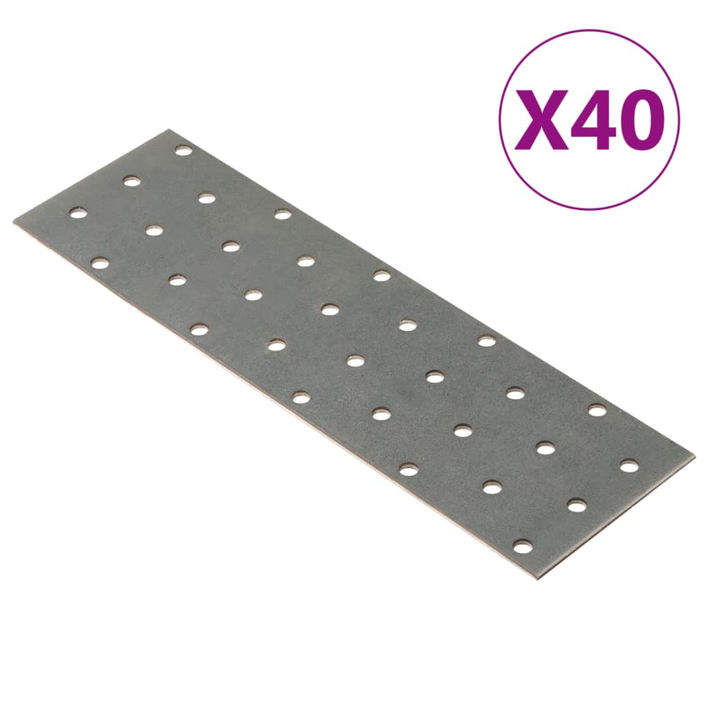 Vidaxl -plattor perforerade 40 st 2 mm 200x60 mm galvaniserat stål