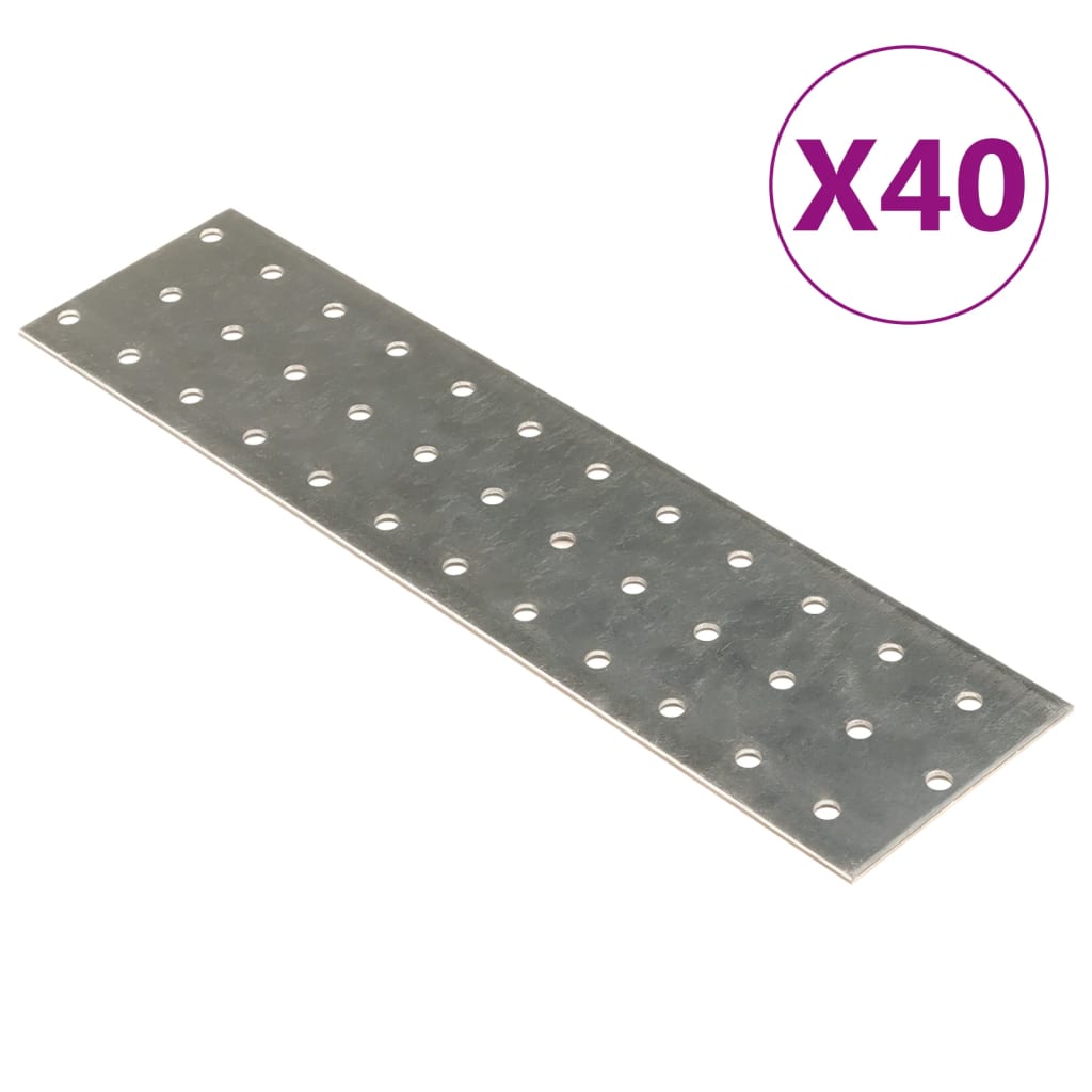 VIDAXL -Platten perforiert 40 Stcs 2 mm 240 x 60 mm verzinkter Stahl